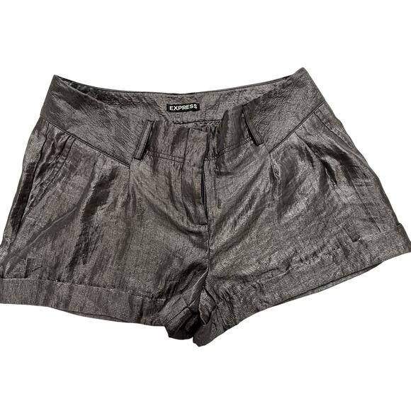 Women’s Express Dark Gray Sparkle Shimmer Shorts Tailored Cuff Hem Size 4 Womens - Picture 1 of 5